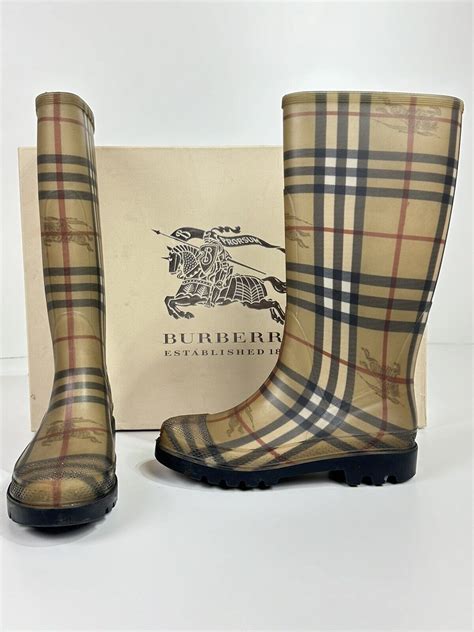 cranberry burberry rain boots|Burberry haymarket rain boots.